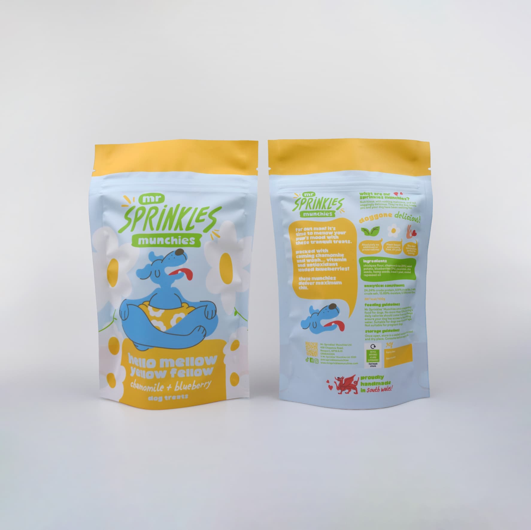 Back to front shot of packaging - sweet potato & turmeric dog treats