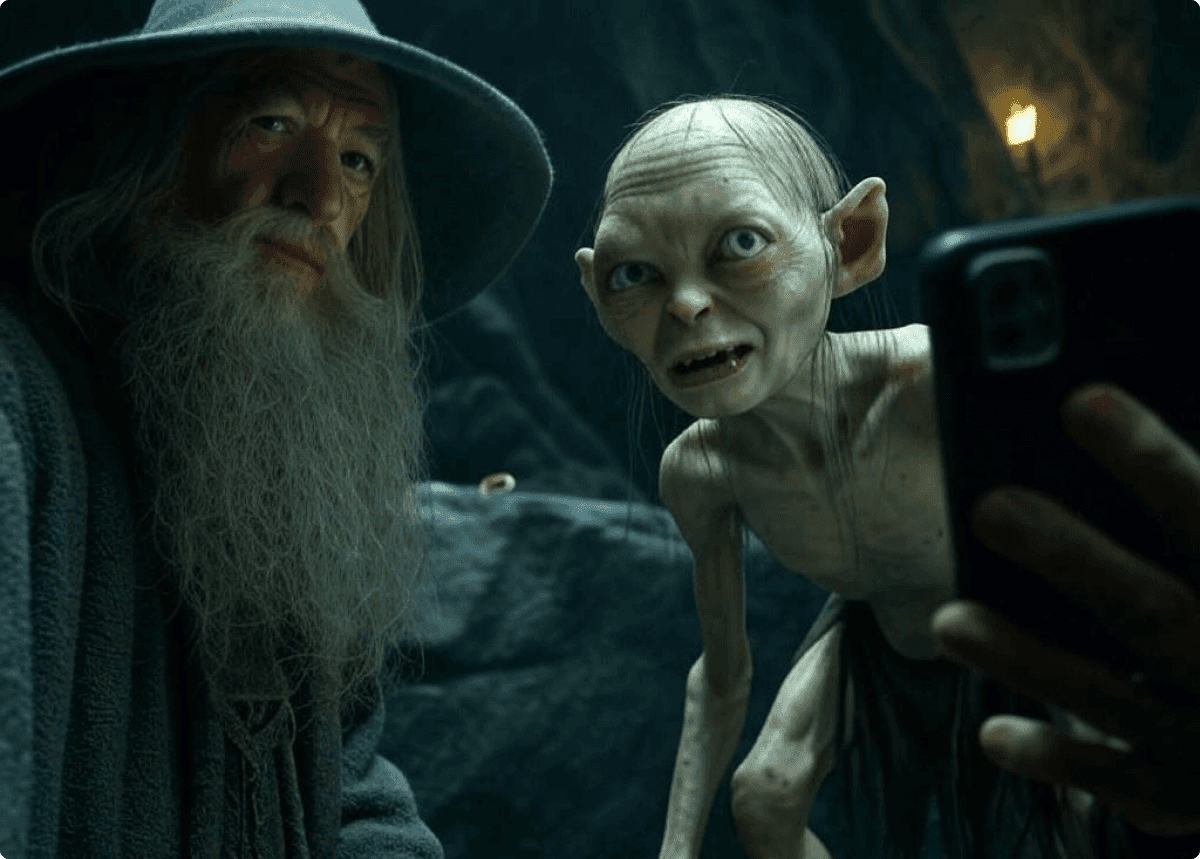 wizard and friend selfie