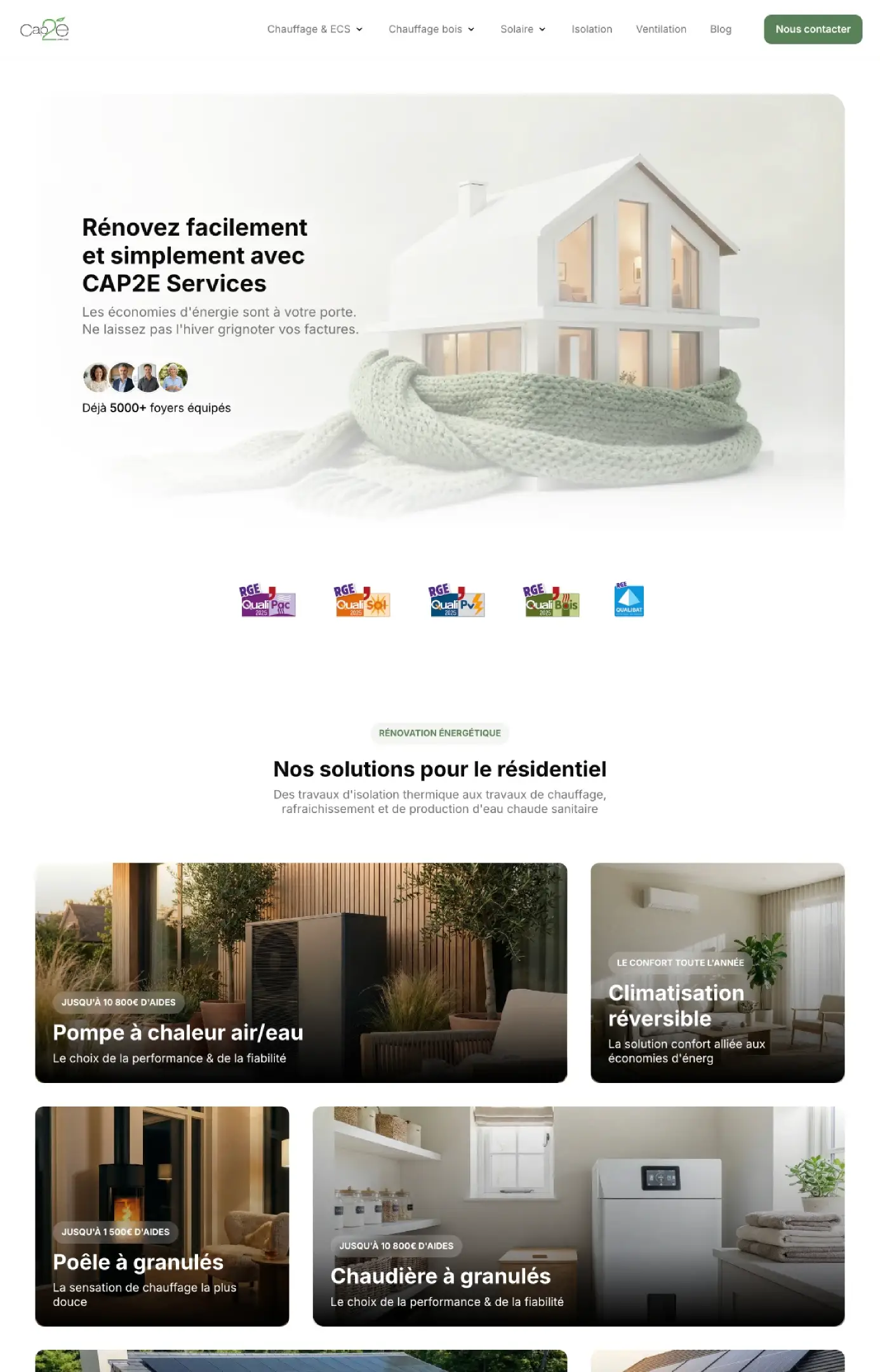 Page d'accueil du site cap2e réalisé par 1temporel sur Framer