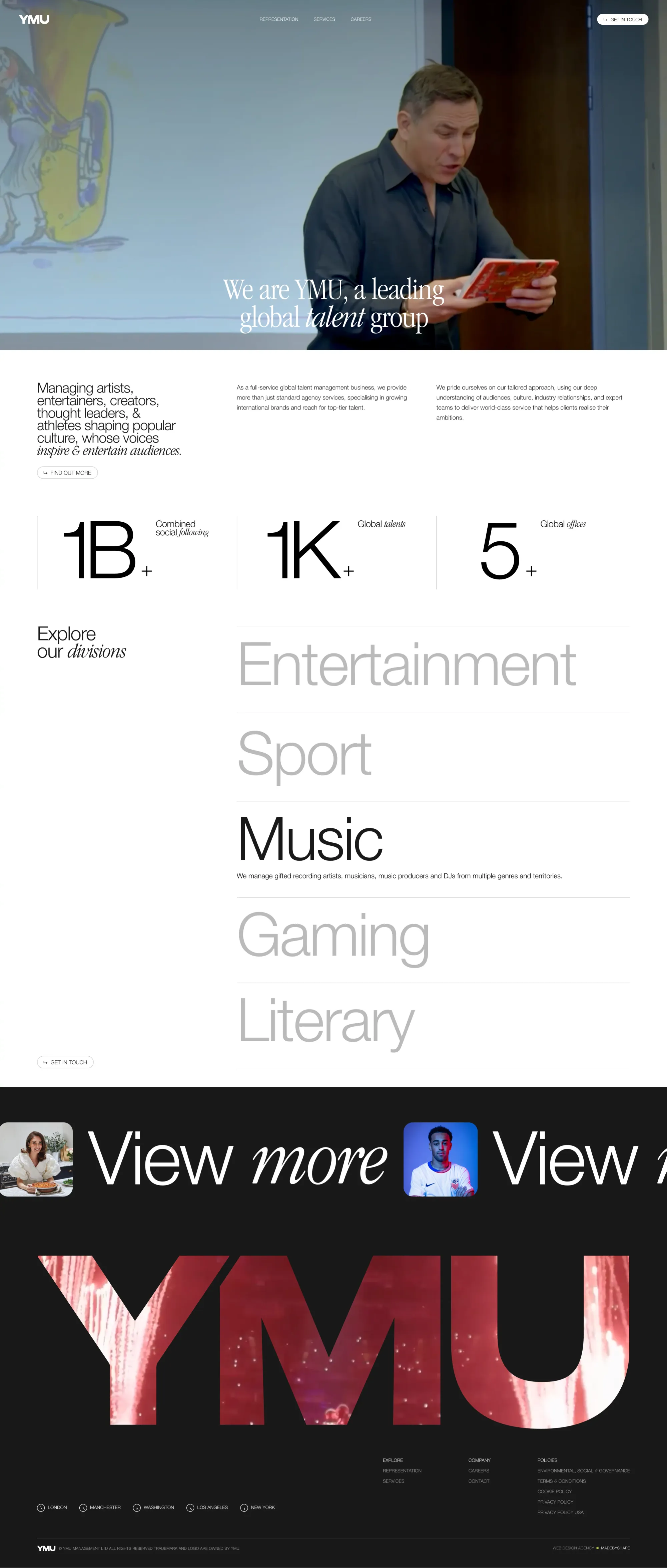 YMU portfolio page screenshot showcasing Advertising and Event design