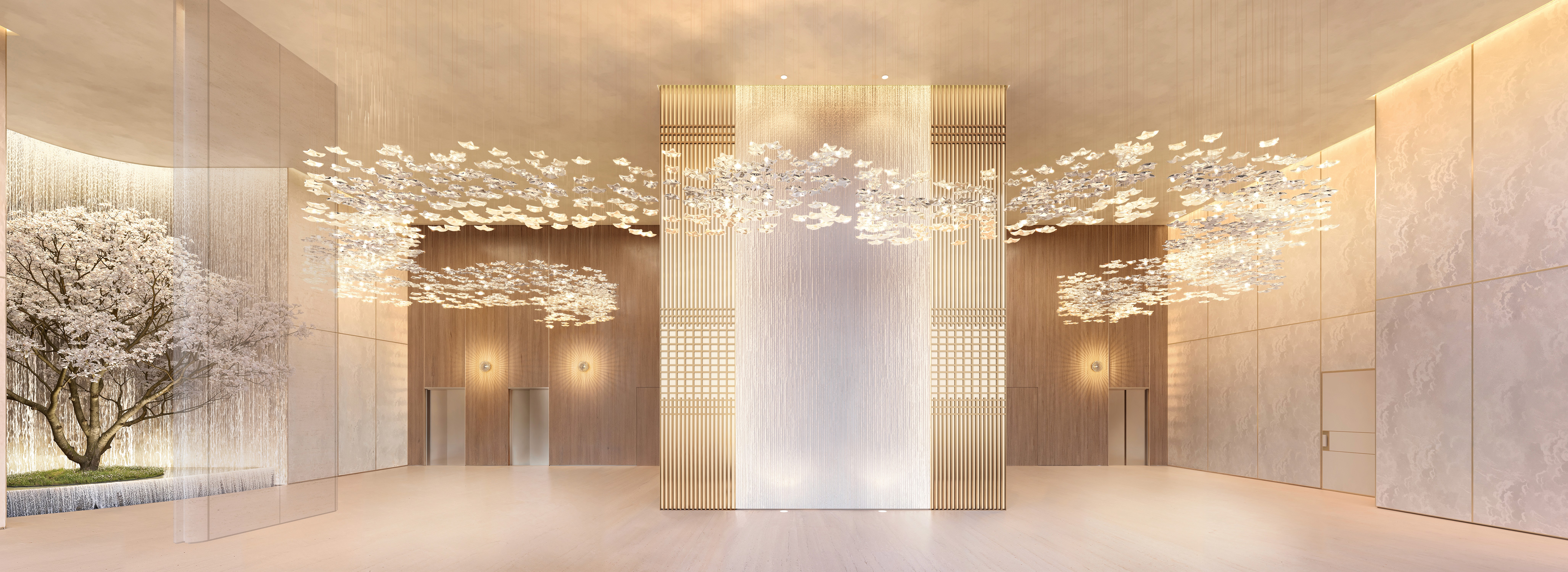 Curved modern skyscraper against a clear blue sky.