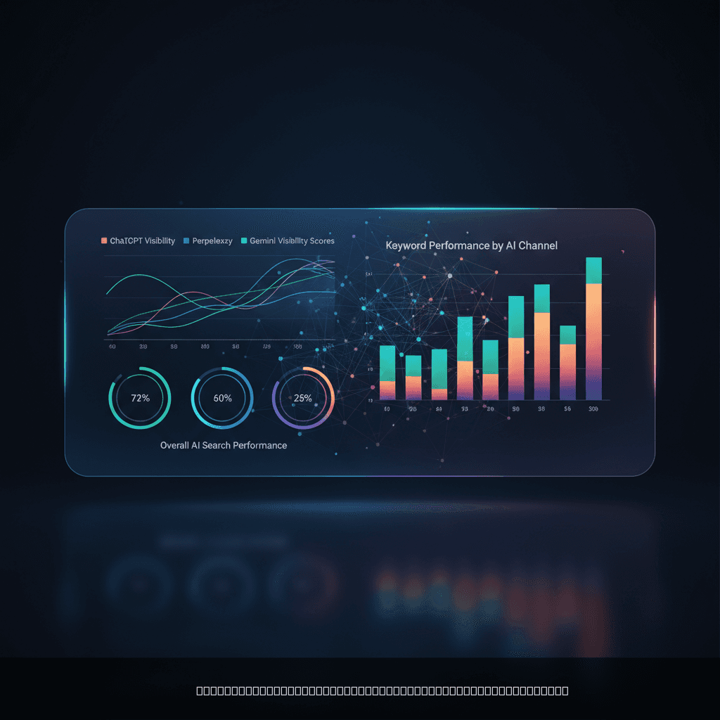 ecommerce AI search optimization dashboard showing multiple AI engine performance metrics