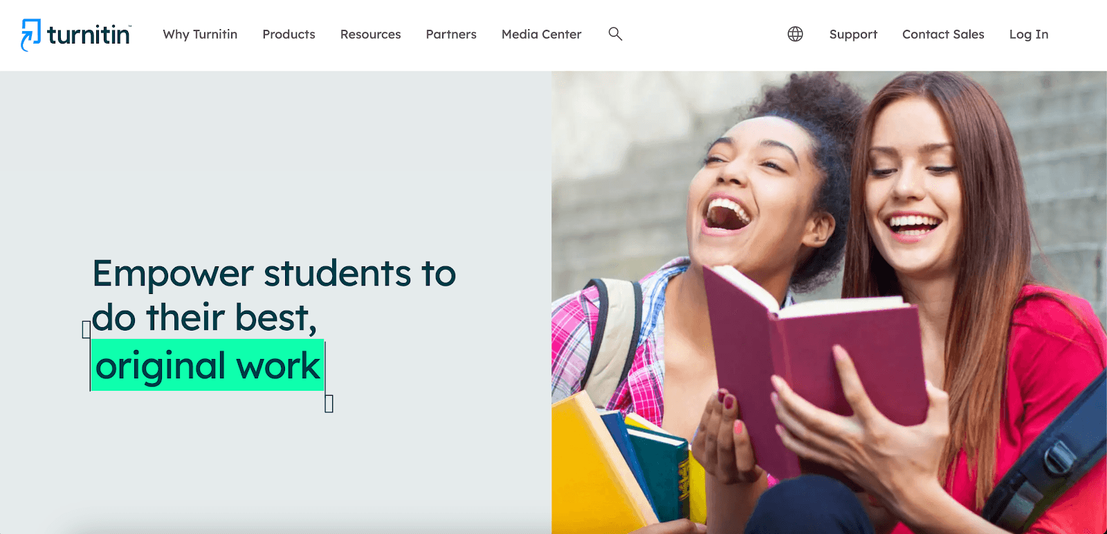 Screenshot of Turnitin's website homepage