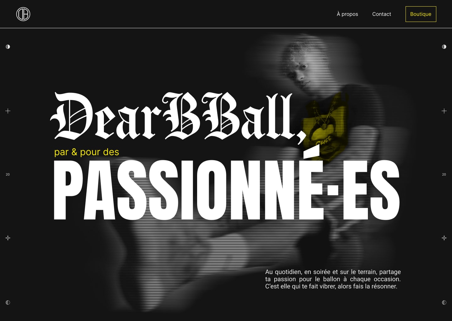 Hero de la page d'accueil de la landing page de DearBBall. 