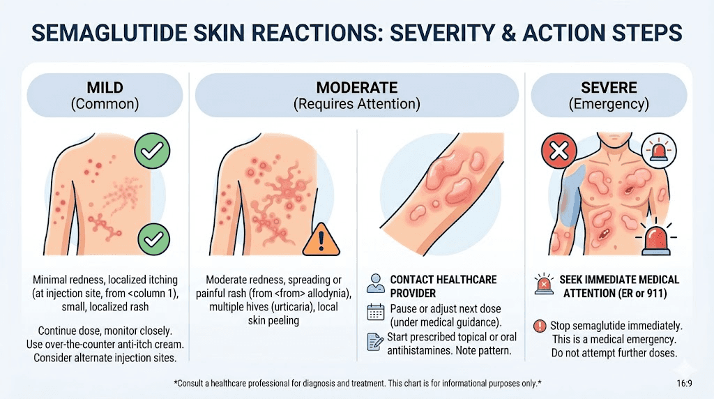 Semaglutide skin sensitivity severity scale with recommended actions
