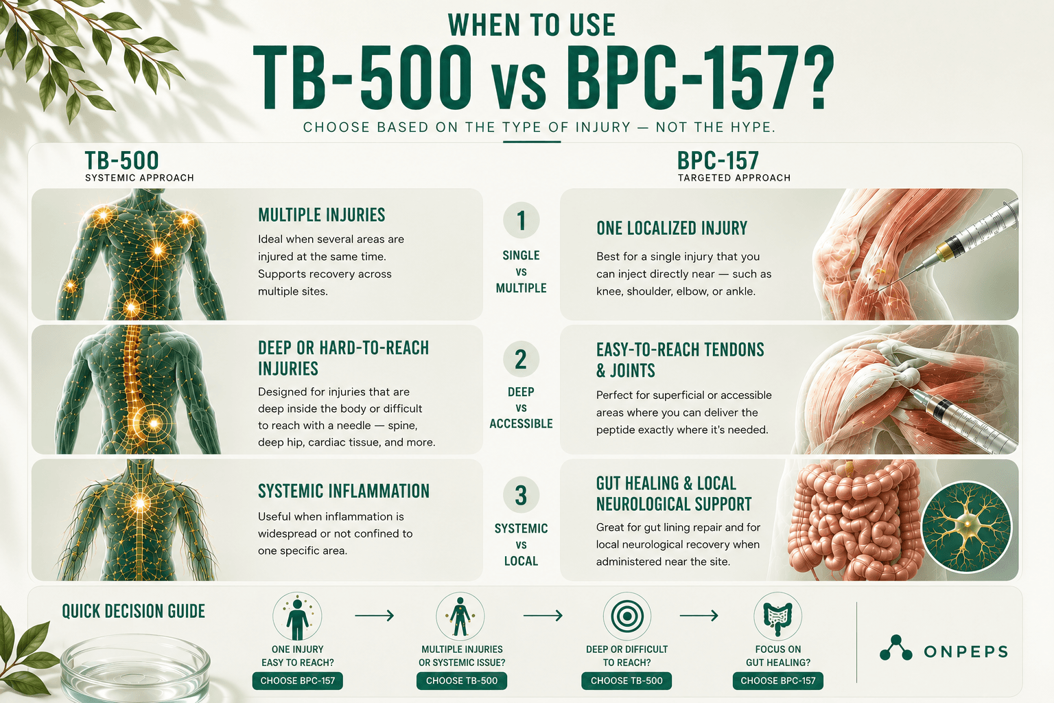 When to use TB-500 & BPC-157? by onpeps.com, the peptide decision platform making research backed information available to everyone