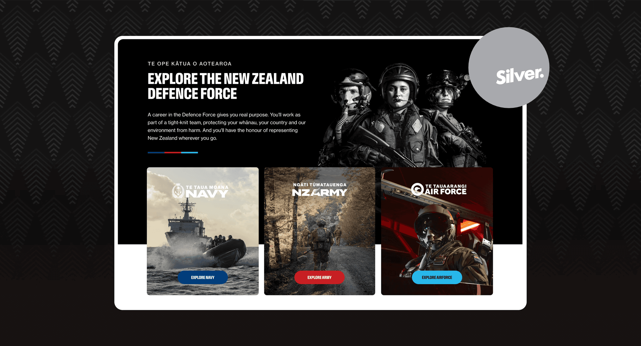 homepage of NZDF Careers