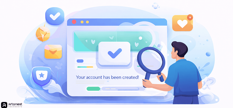 User account creation and verification flow in SaaS product UI UX designed by Artonest Design Studio