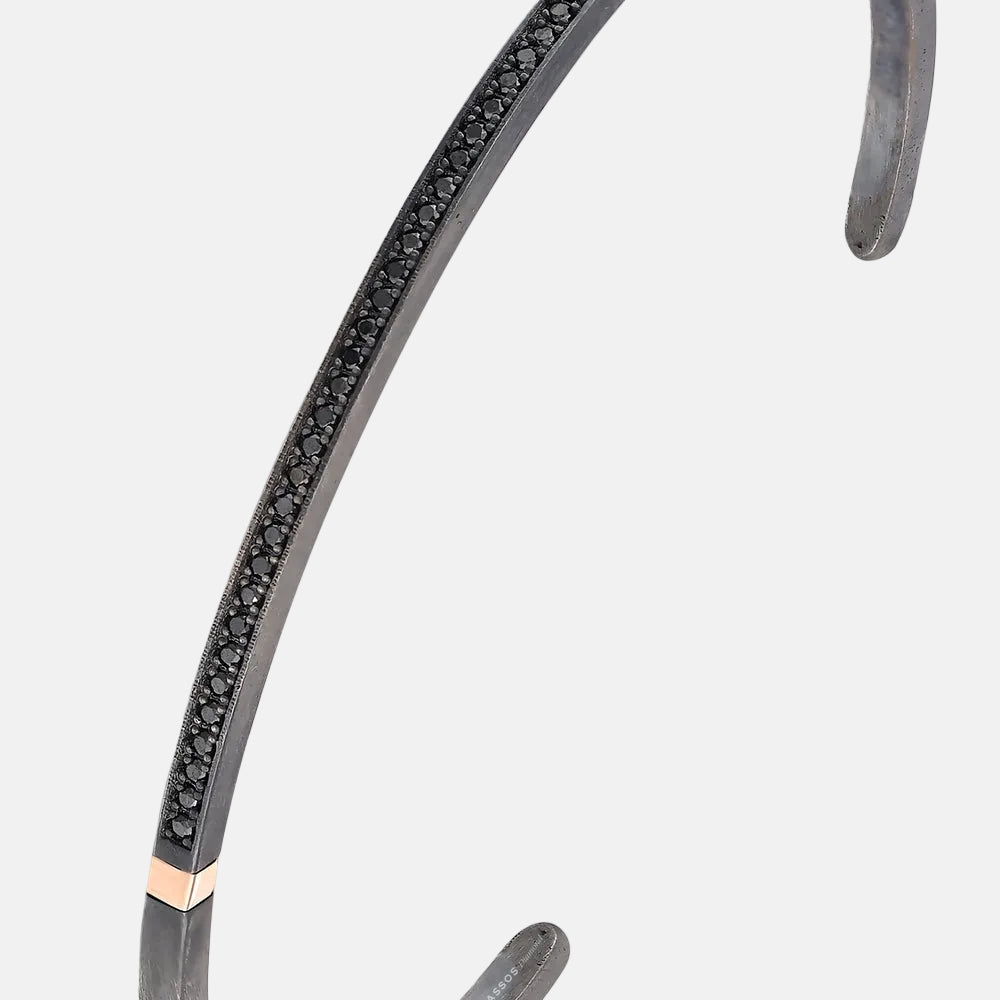 0.19 Karat Pırlantalı 14 Ayar Altın ve Gümüş Erkek Bileklik