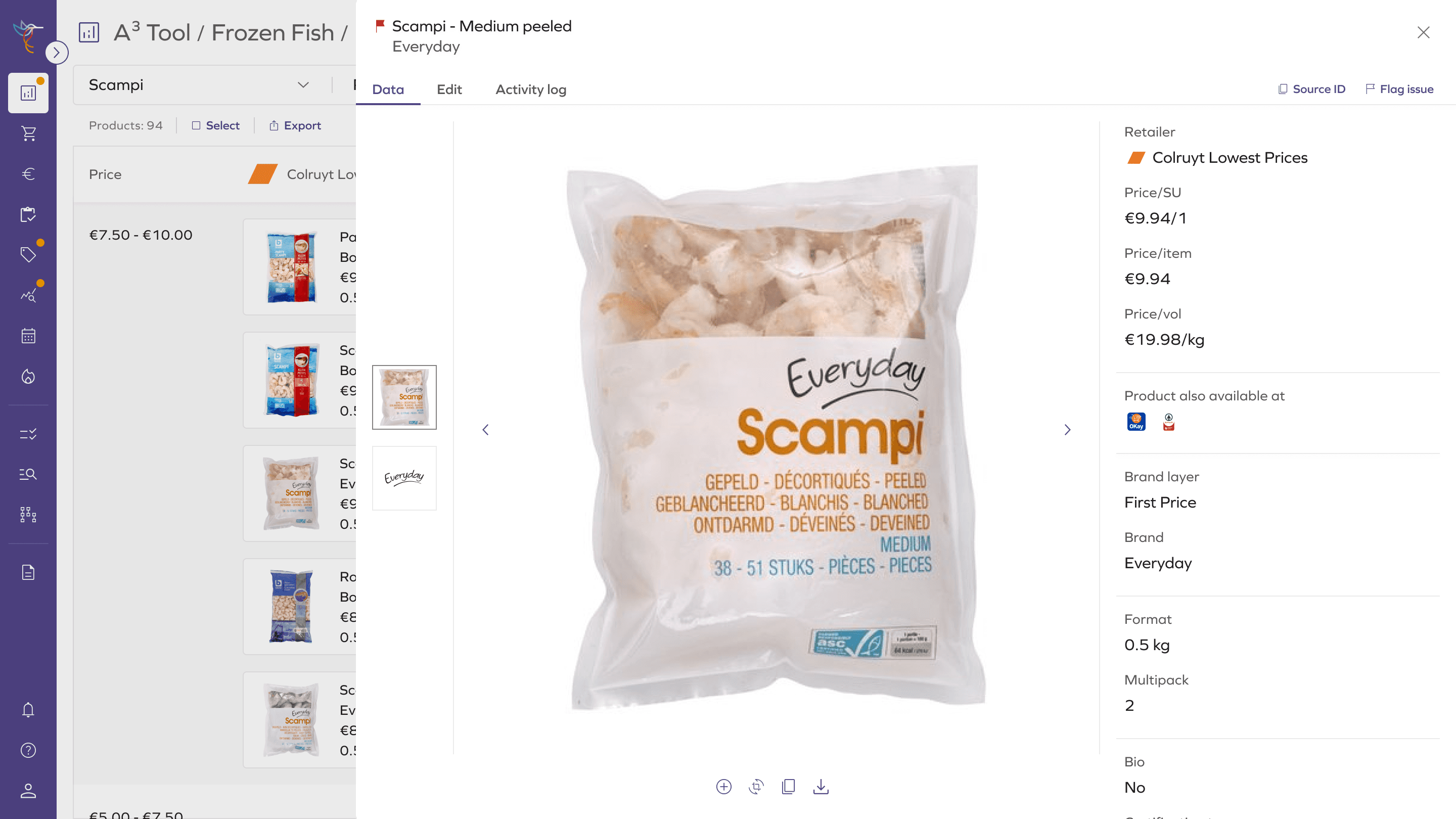 A³ Tool: Product card