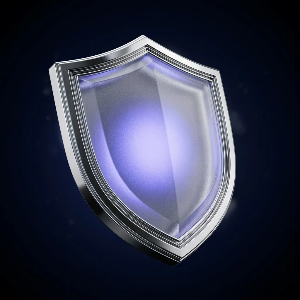 Frosted glass shield with chrome edges