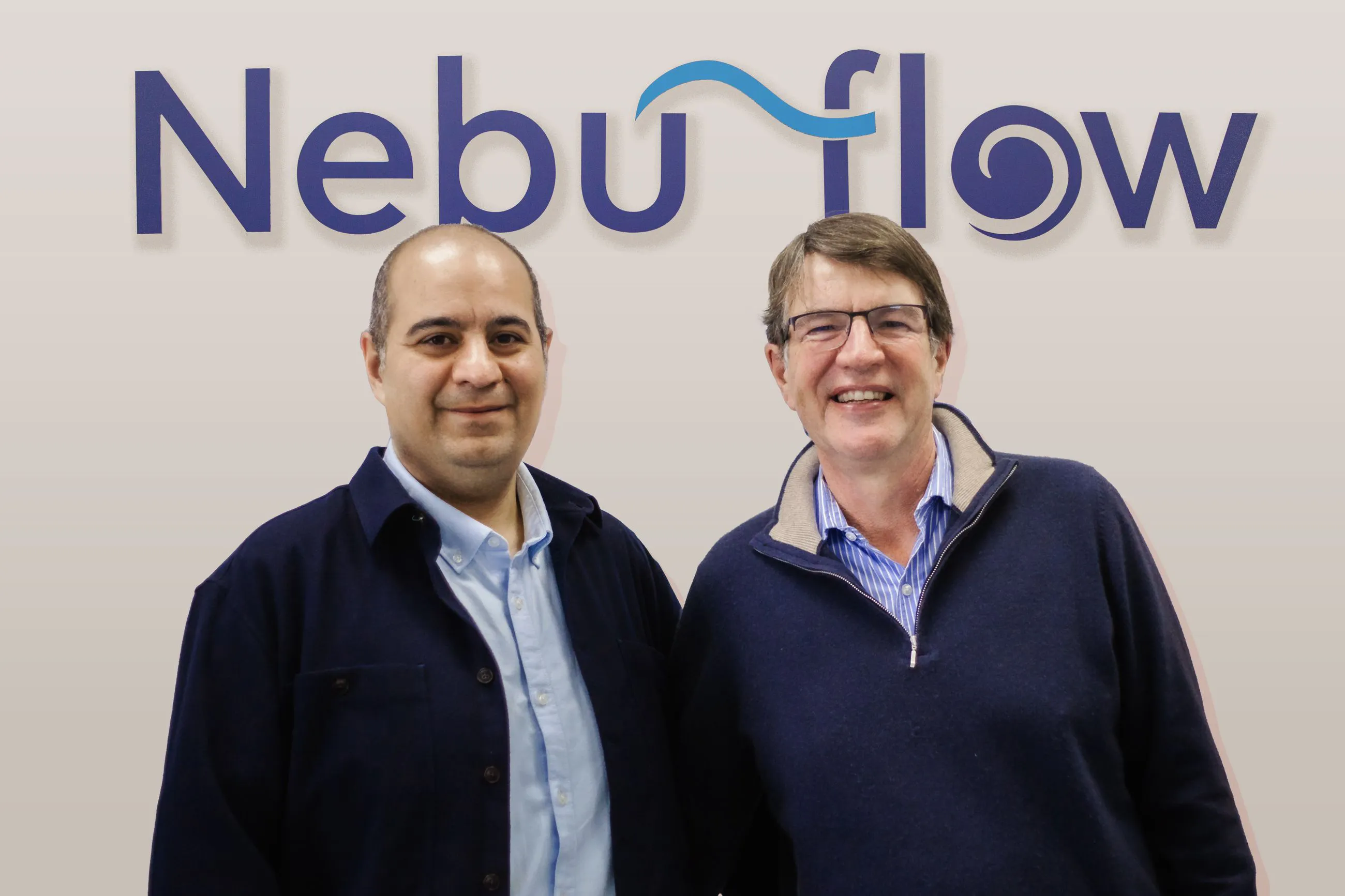 Dr Elijah Nazarzadeh (CEO) and Dr John Pritchard (Chair) of Nebu-Flow