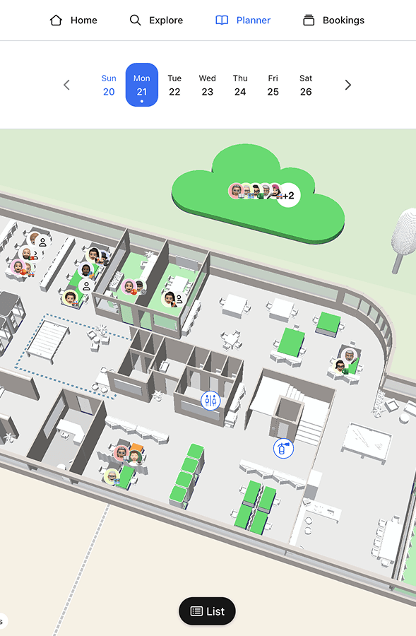 With anny's interactive 3D map, workspaces can be easily booked and shared for simple workspace management.