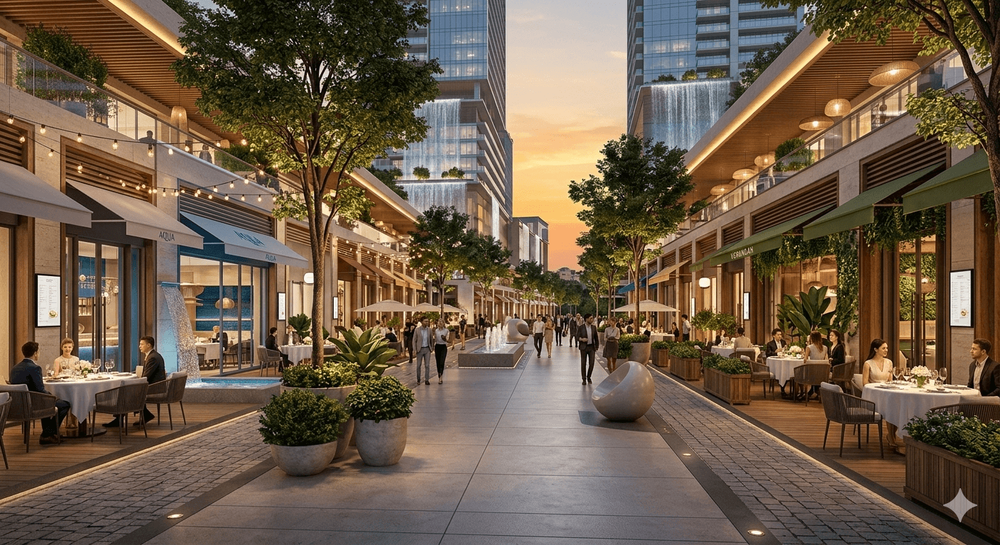 Elite alfresco dining and high-street retail boulevard in Sector 62, Gurugram