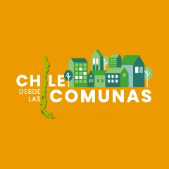Portada de Chile desde las comunas: propuestas locales para las urgencias de hoy, documento de propuestas de IdeaPaís, con fondo naranja, título en letras blancas y una ilustración en tonos verde de viviendas y un pequeño mapa de Chile.