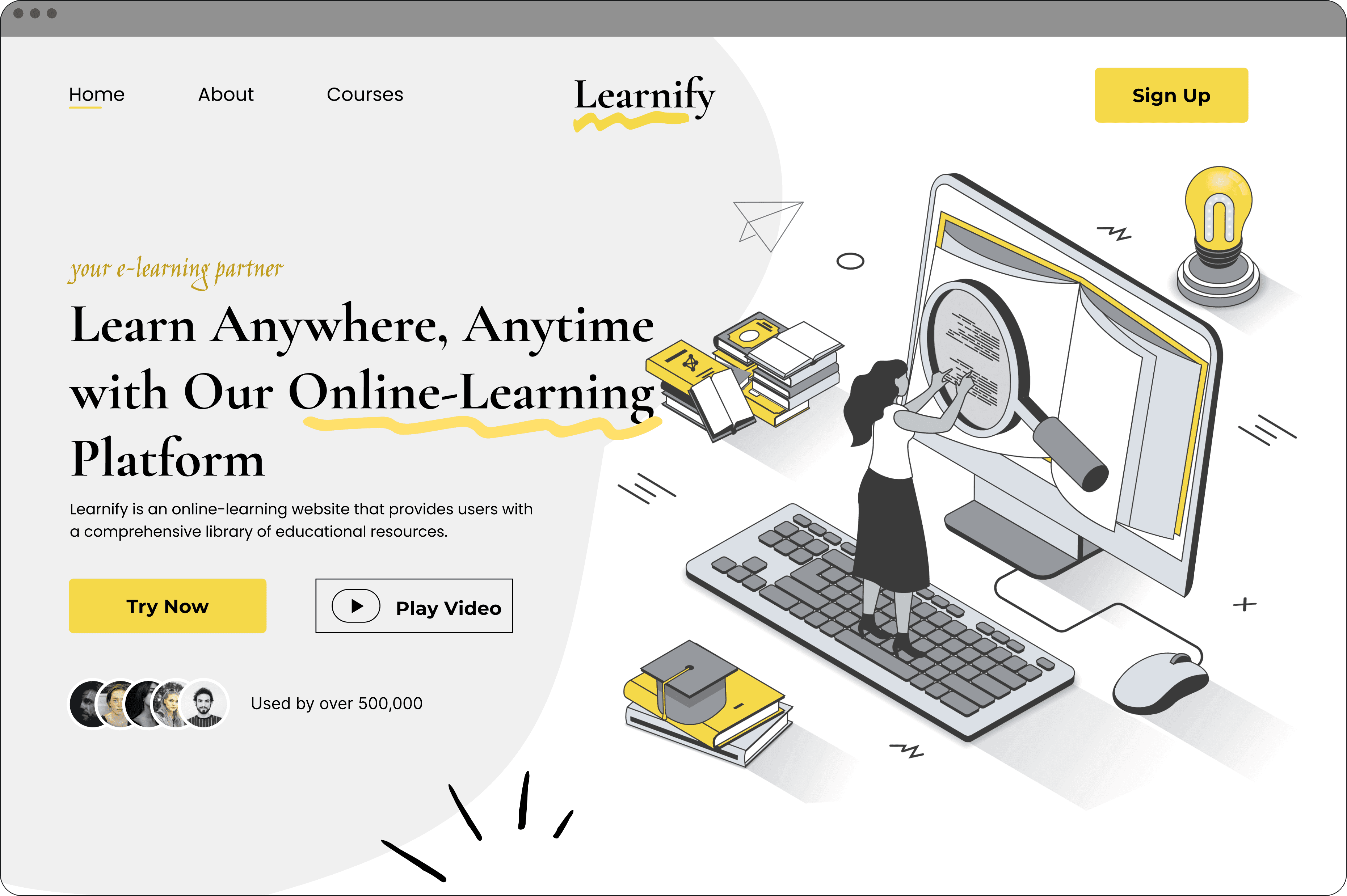 hero section of e-learning website
