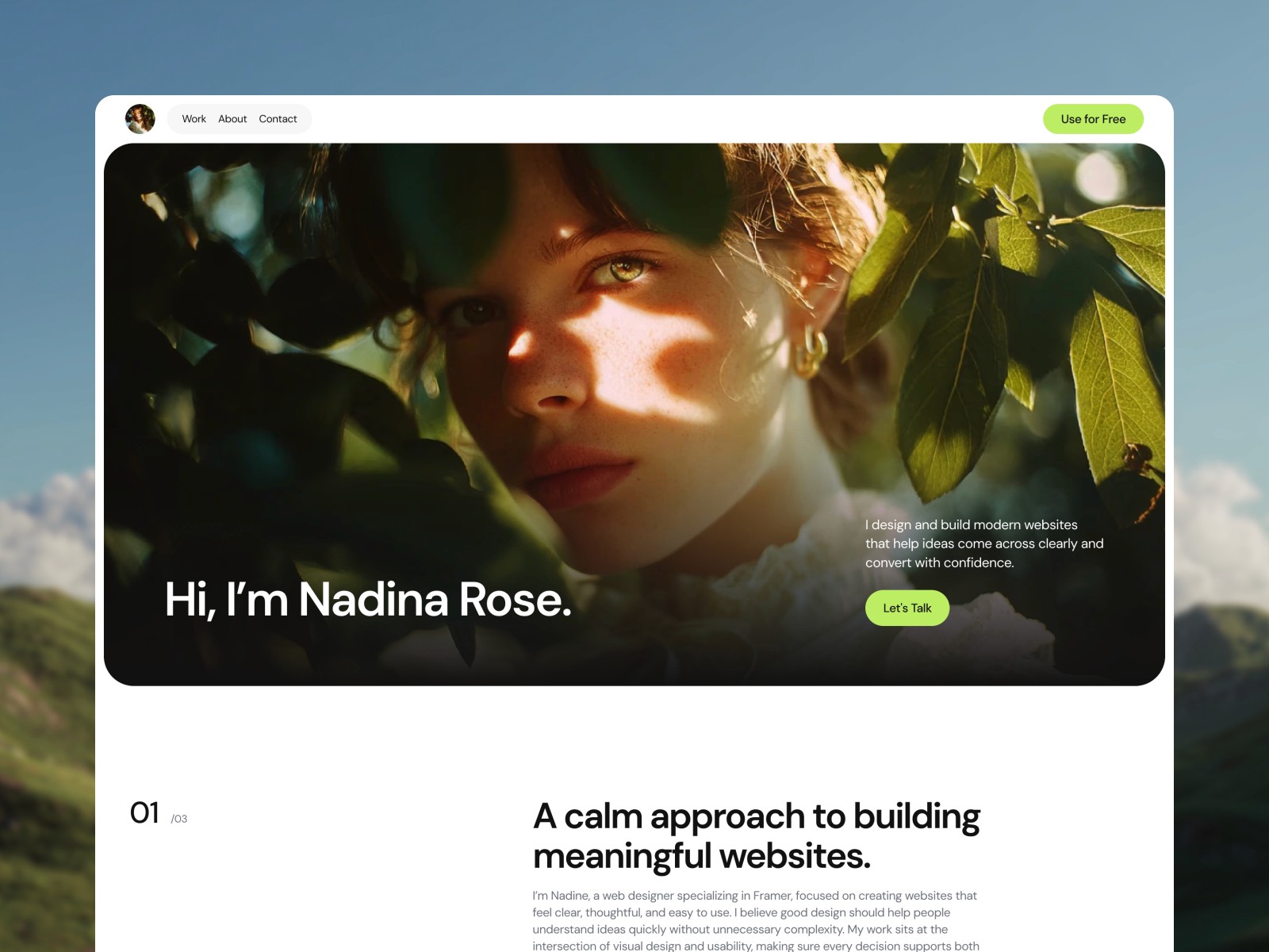 Nadina — 现代专业作品集网站设计灵感