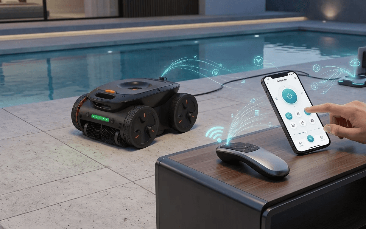 Purily Hydro robotic pool cleaner with smart app and remote control features