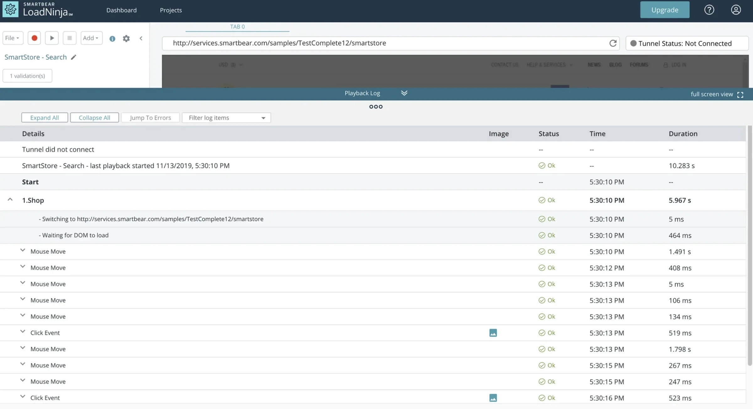 Load Ninja Dashboard