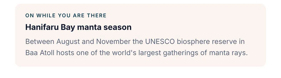 On while you are there block with an event in the month they travel