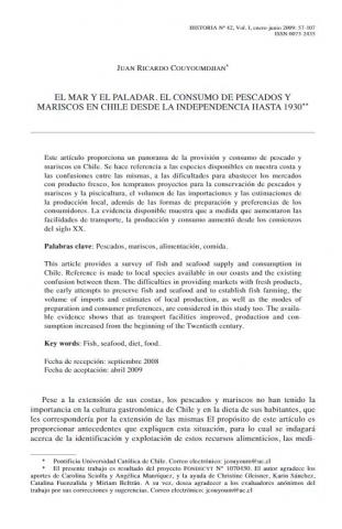 El mar y el paladar. El consumo de pescados y mariscos en Chile desde la Independencia hasta 1930