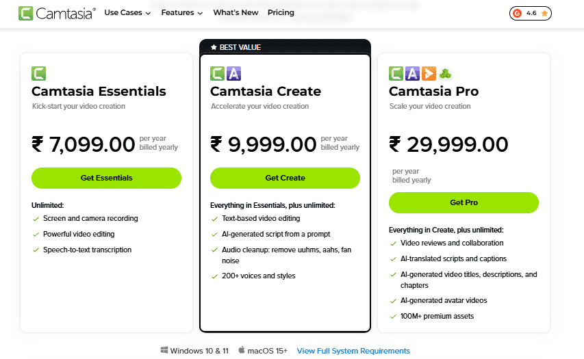 Camtasia Pricing