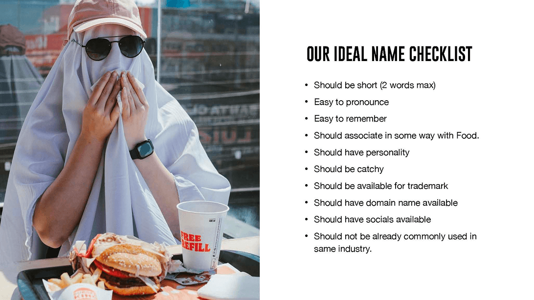 Brand strategy explaination in text with pictures