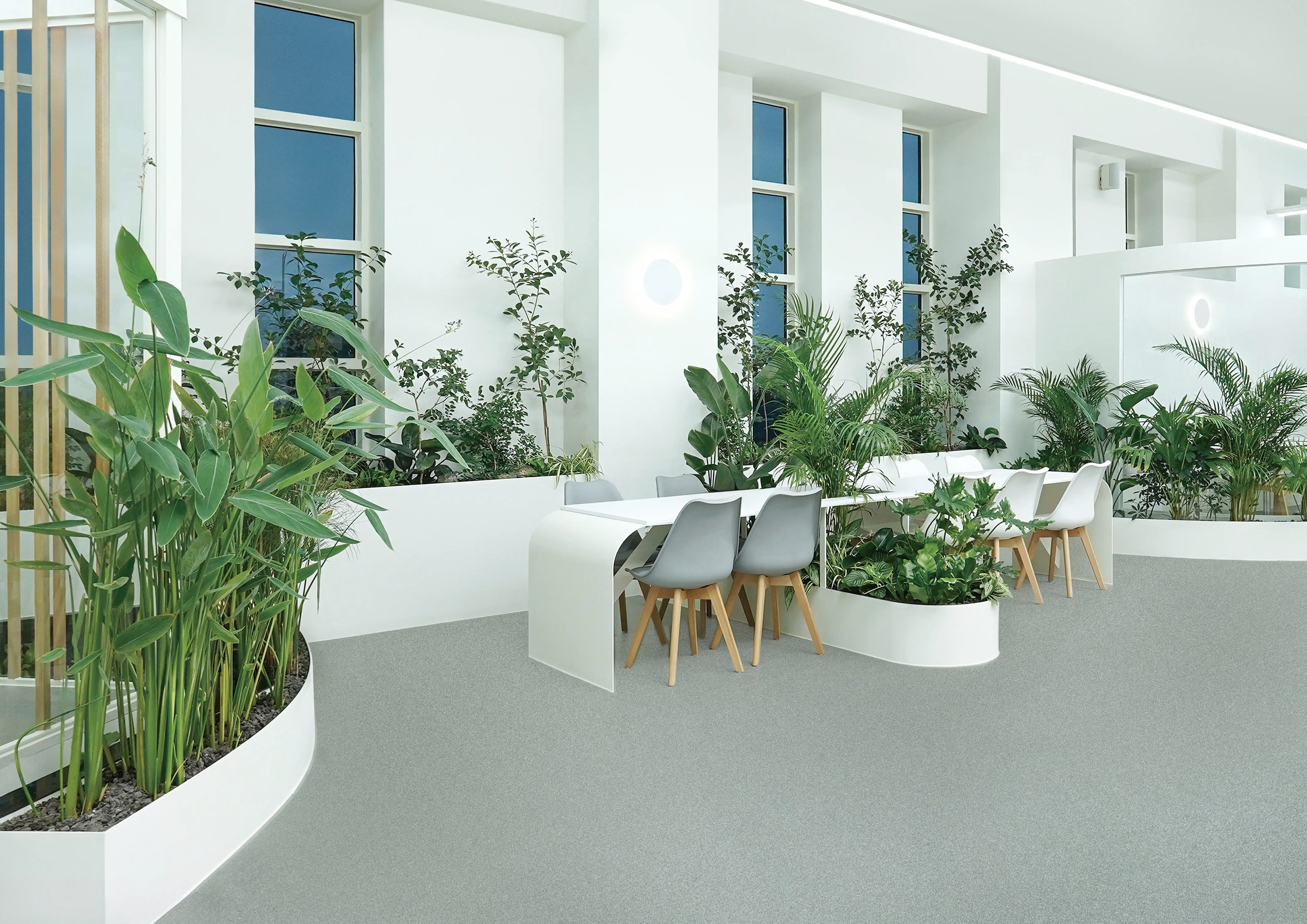 카페에 조성된 에코피플의 실내조경 디자인이다. 다양한 종류의 실내식물, 수생식물과 자생식물들이 활용된 플랜테리어 프로젝트이다.