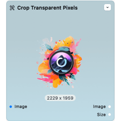 Screenshot of the crop transparent pixels node.