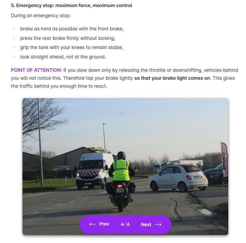 Motorcycle theory practice for driving licence A