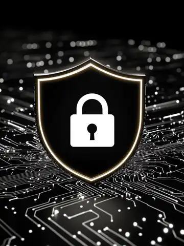Shield with a padlock on a circuit board