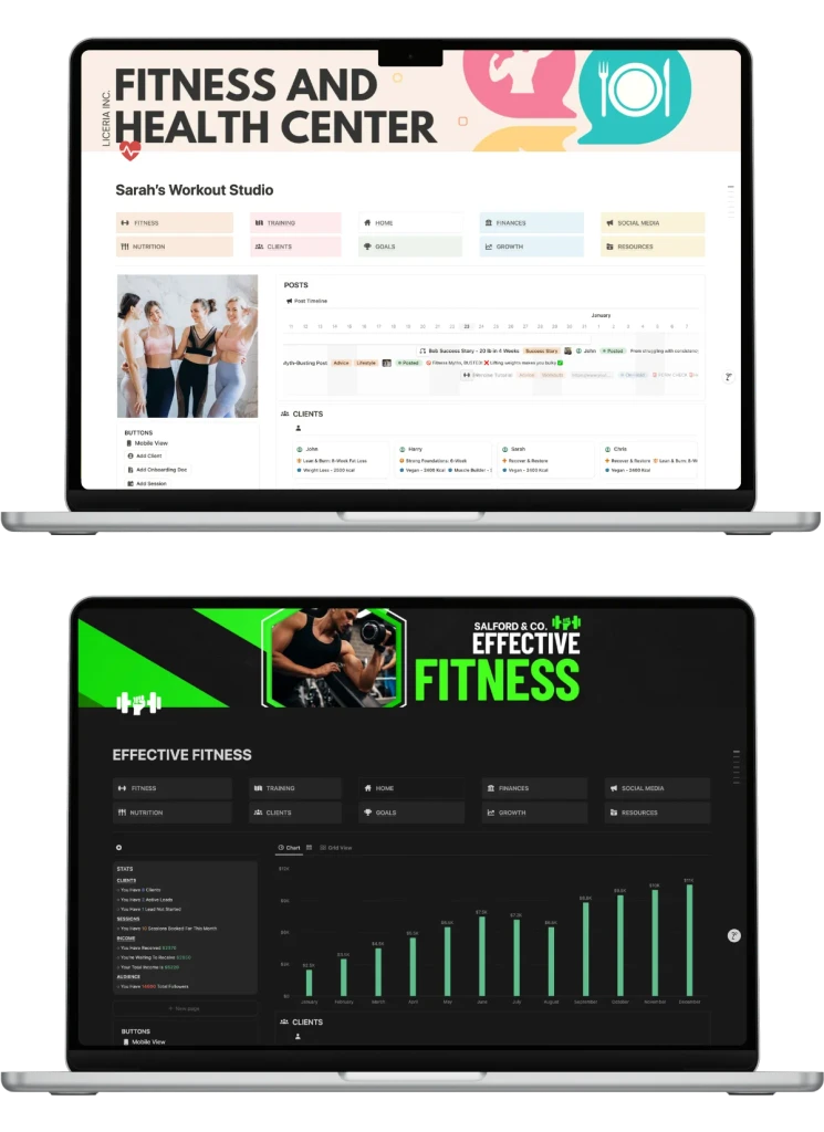 Notion for personal trainer template