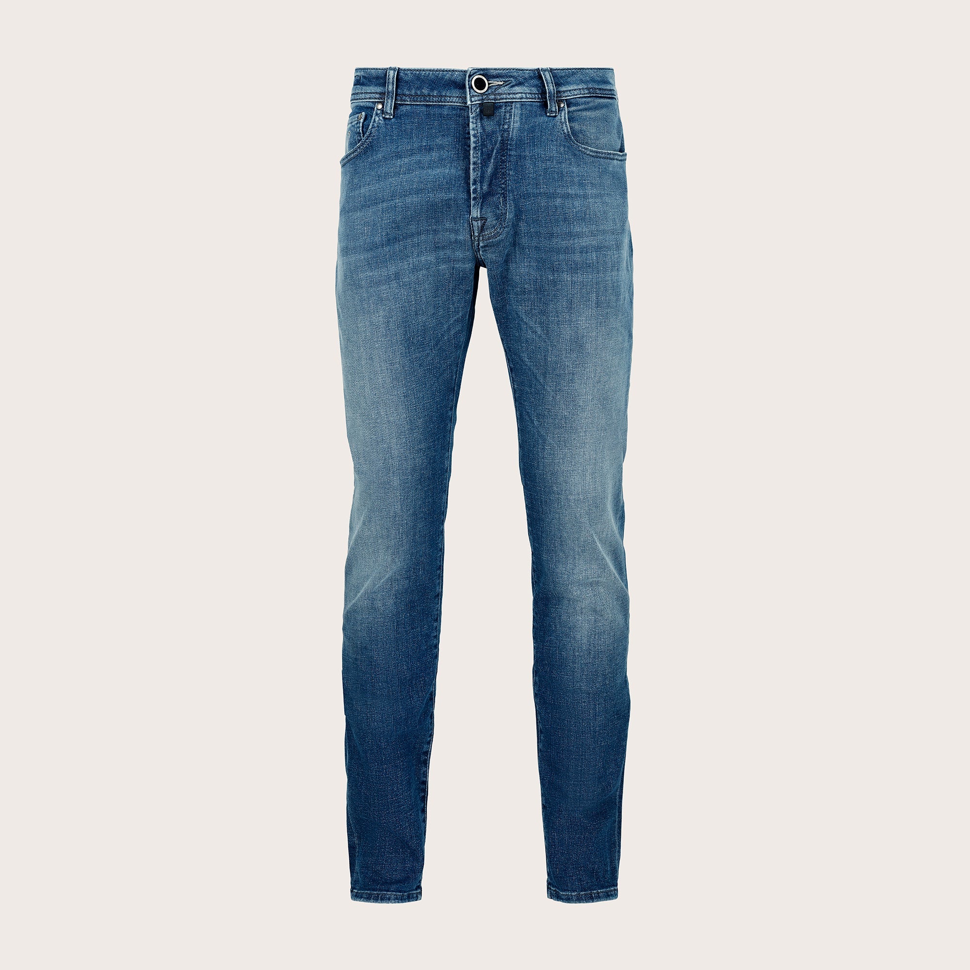 Bard Slim Fit Pony Skin Jeans in Medium Blue - Mandelli UK