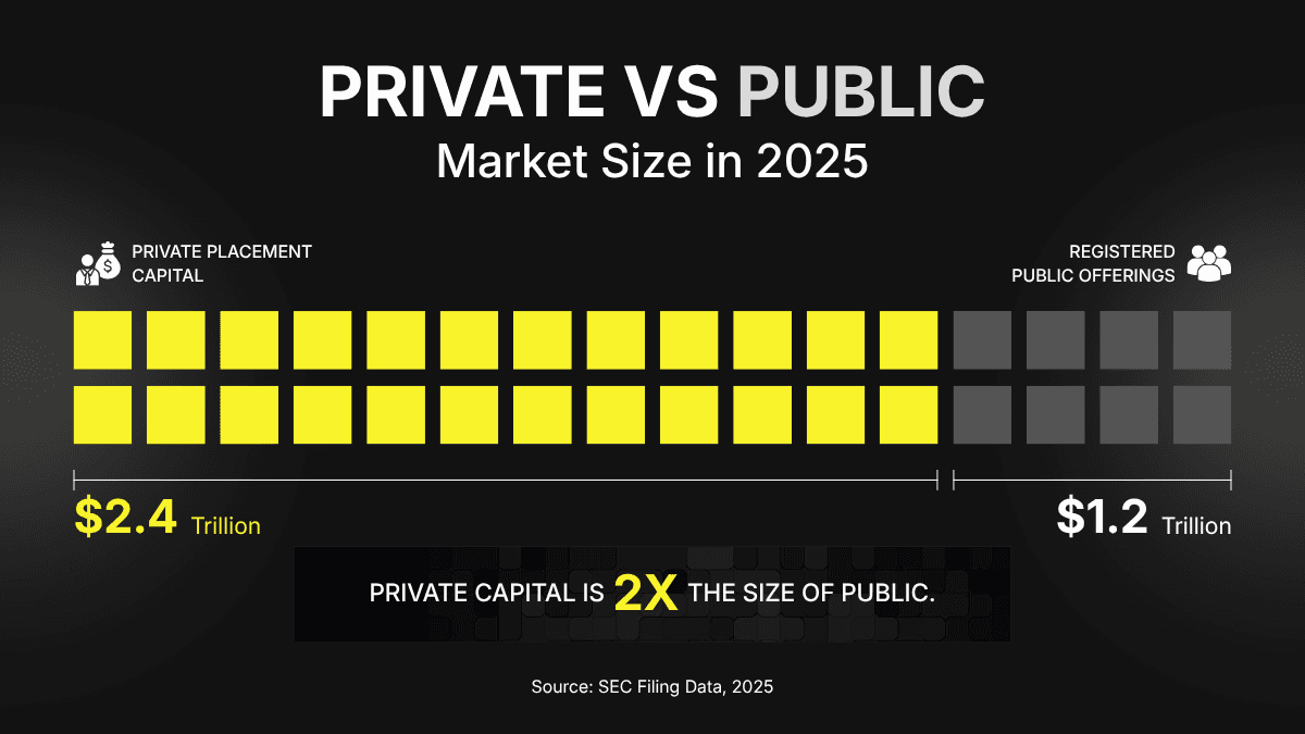 private placement vs public placement market size 