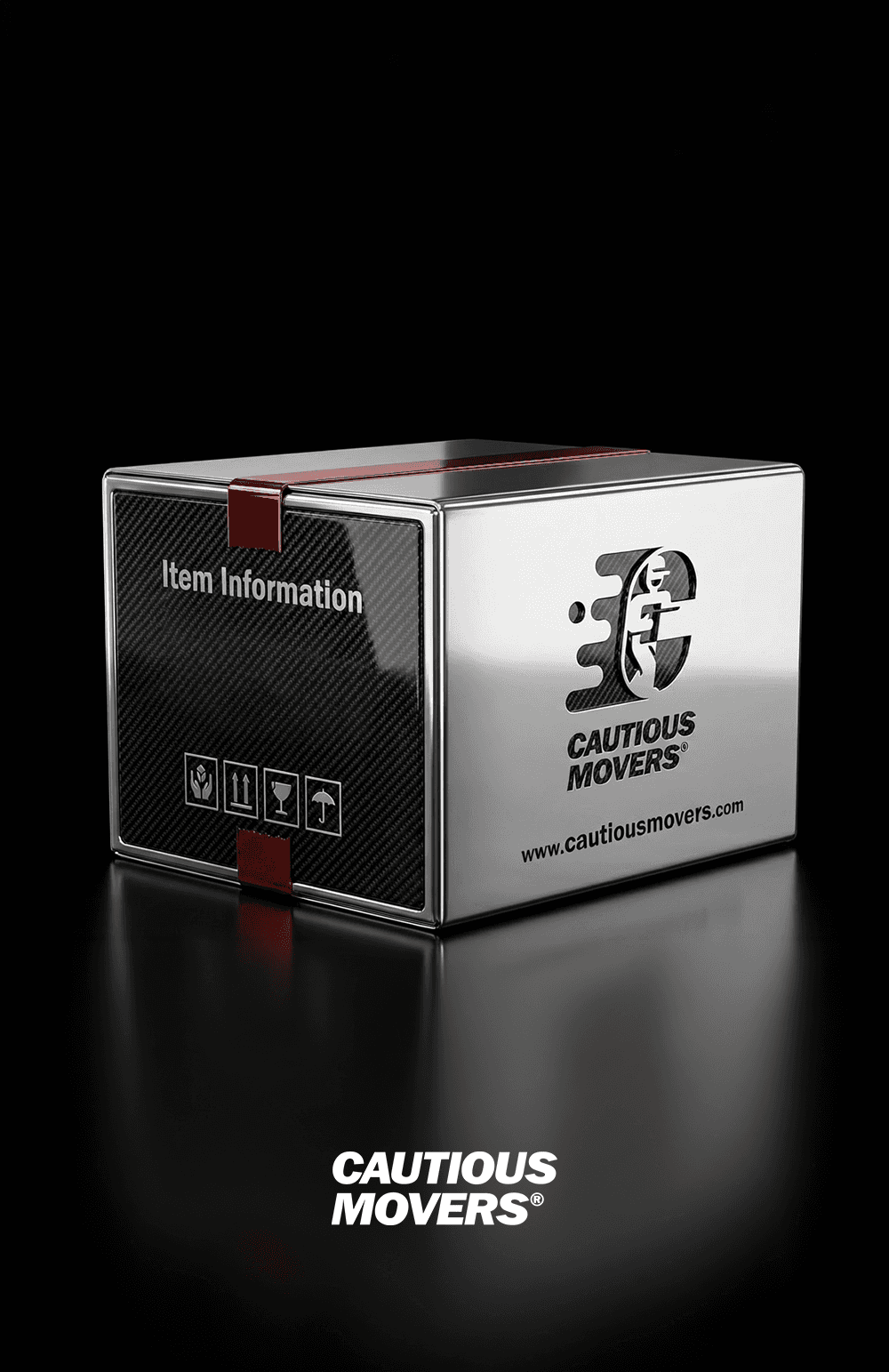 Red and black 3D cube mockup on a table