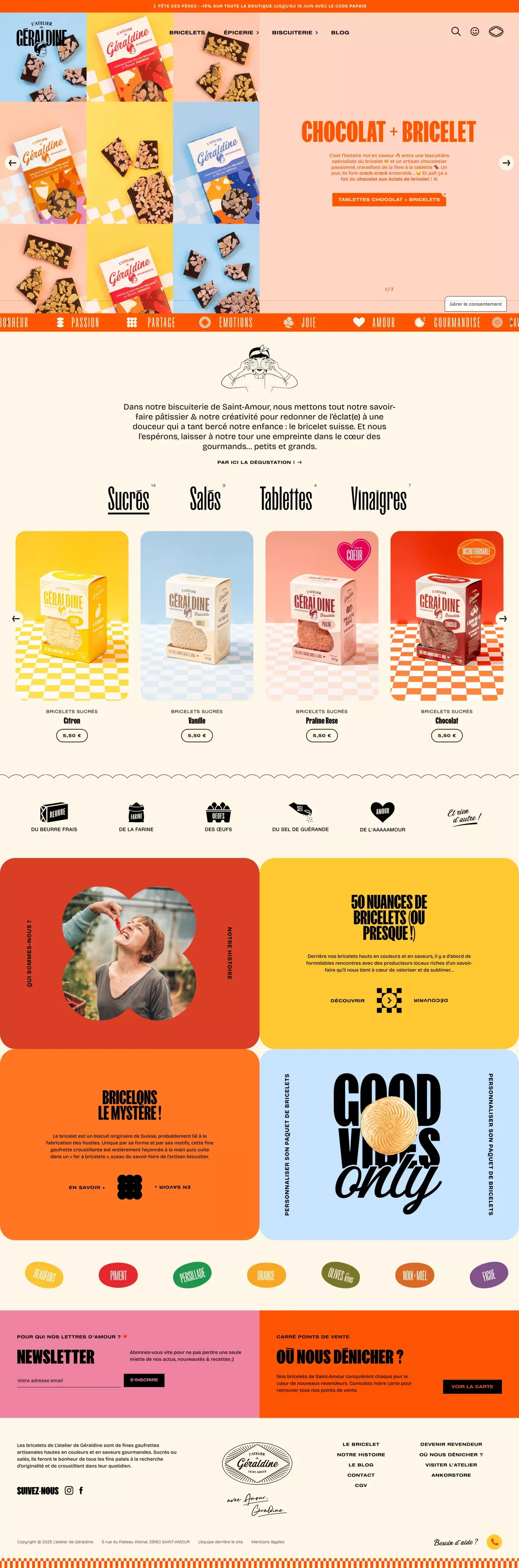 L'Atelier de Géraldine ecommerce page screenshot showcasing Ecommerce and Food & Drinks design
