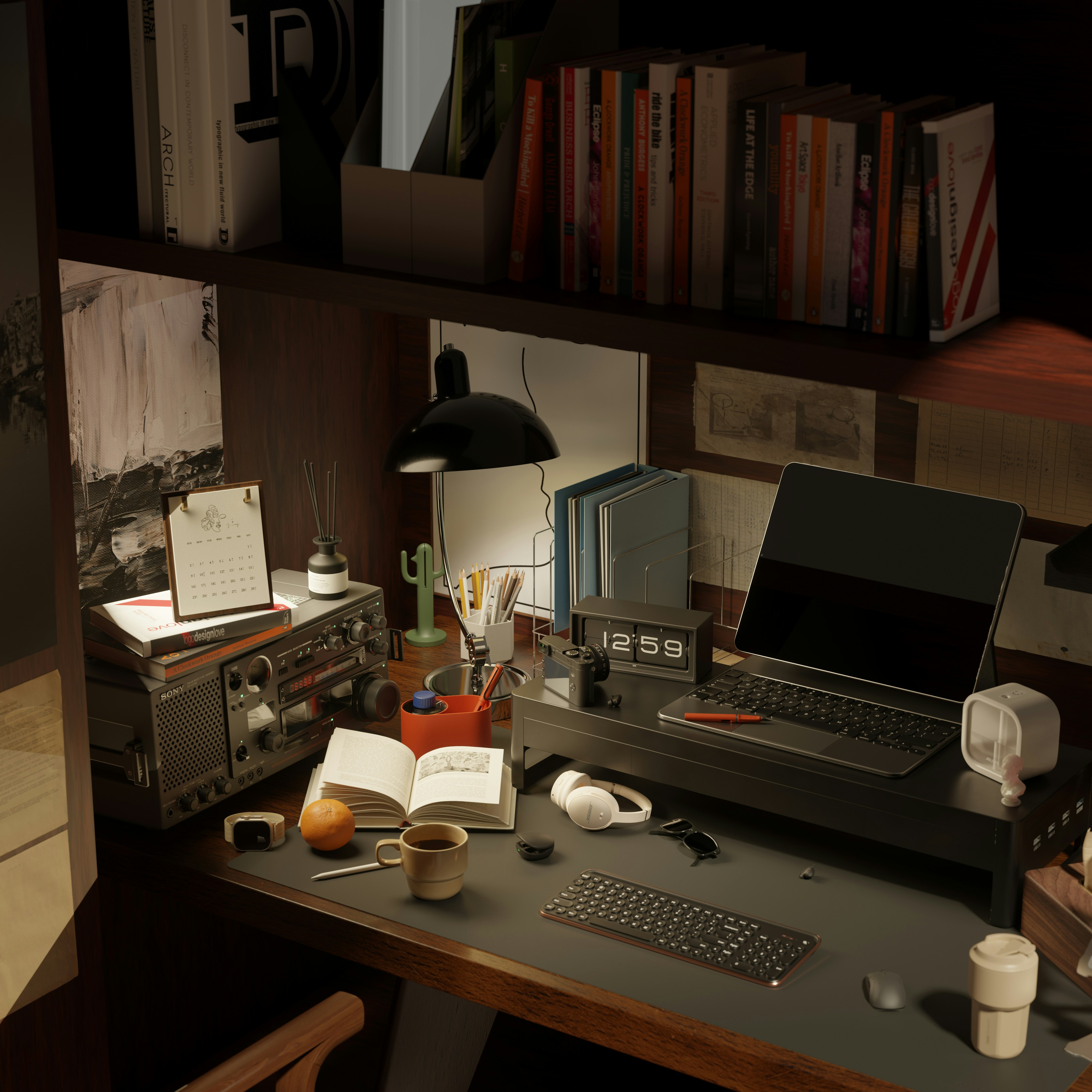 a laptop computer sitting on top of a desk