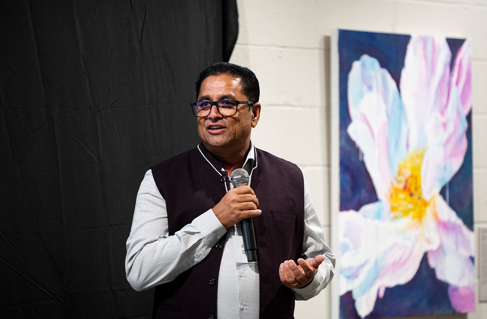 Ramesh, the founder of Our Daughters International giving a speech