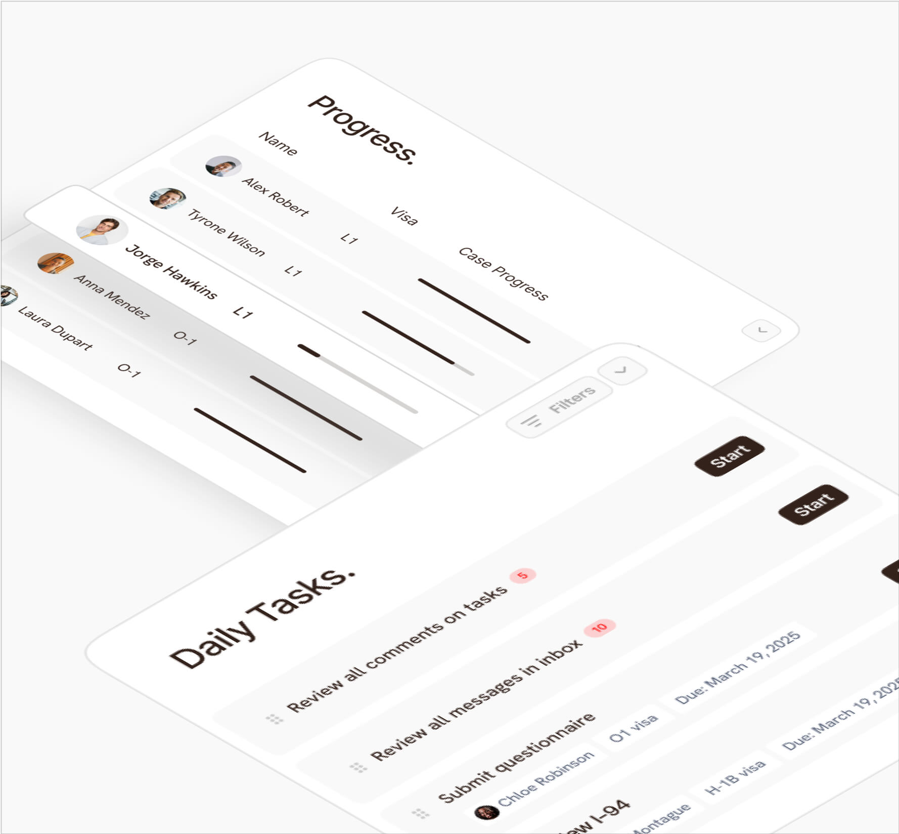 dashboard progress daily tasks checklist