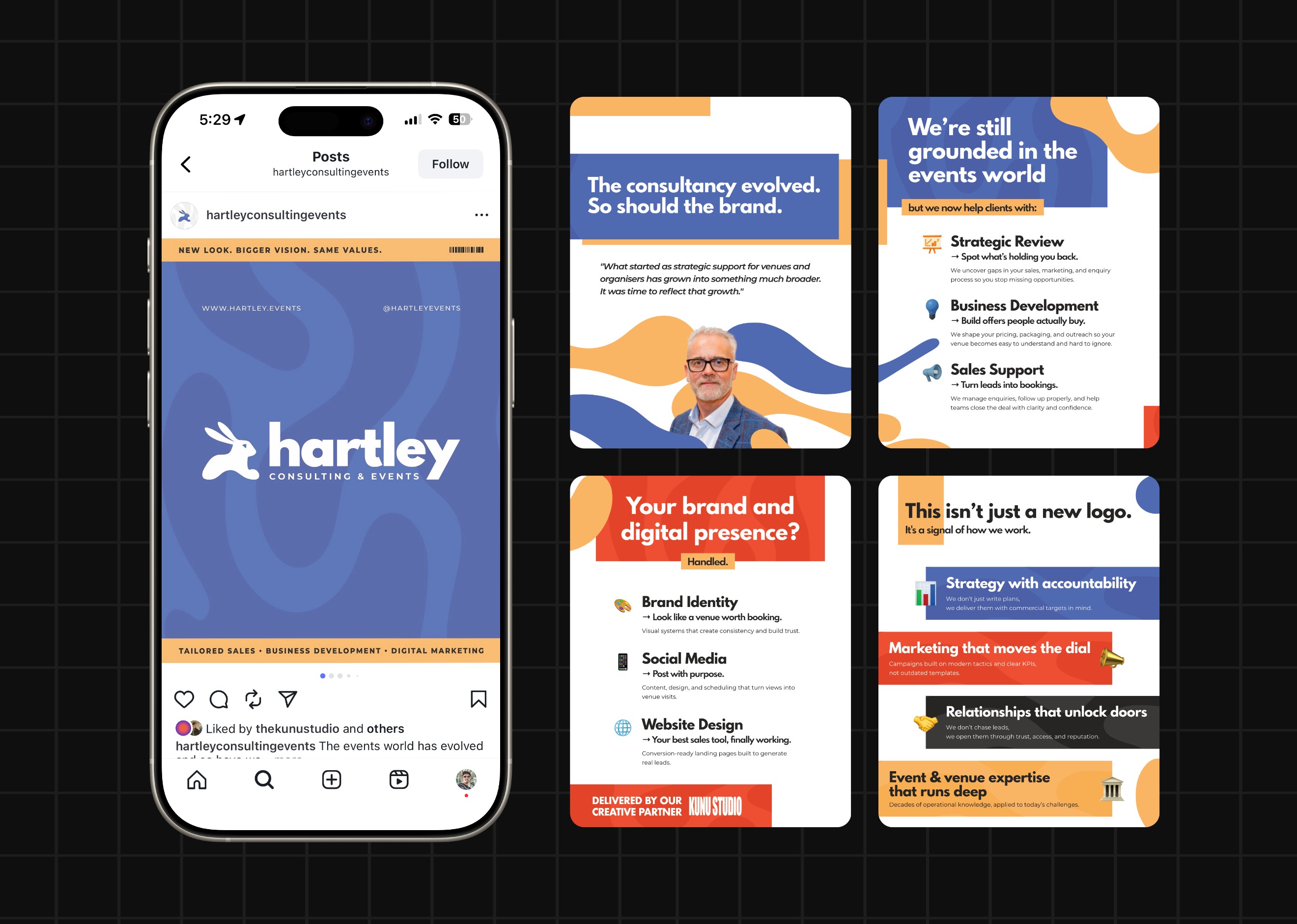 Workspace view showing multiple brand logo designs created in Affinity Designer, representing custom identity development.