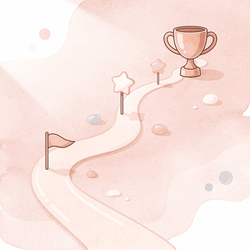 Illustration of a personalized learning journey with milestone markers