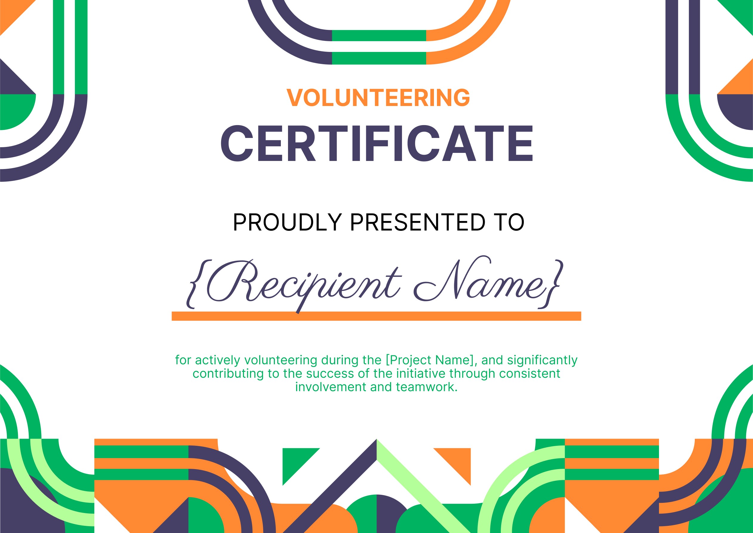 Wauld - Professional and outstanding volunteering certificate template