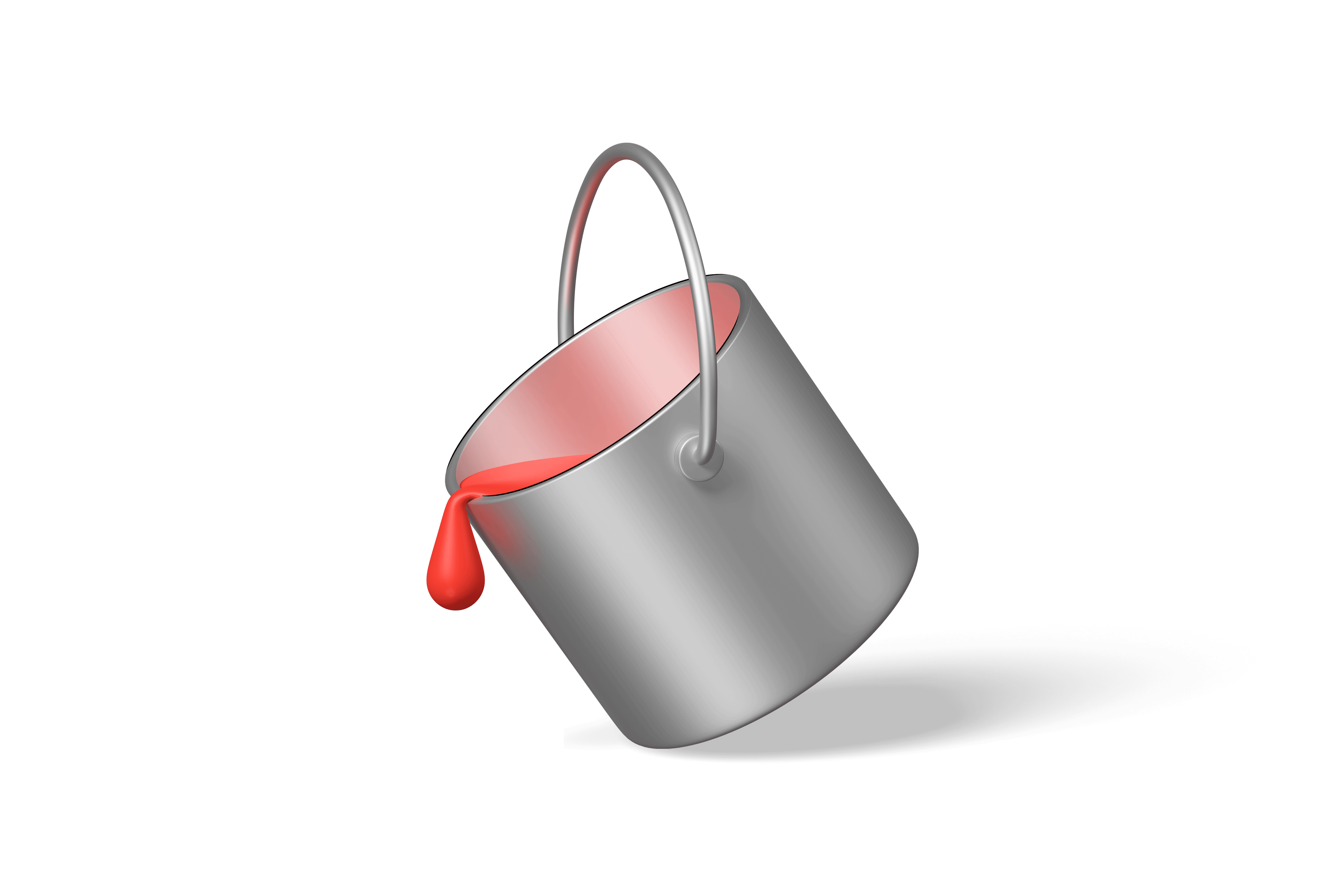 metalic Paint bucket with red paint