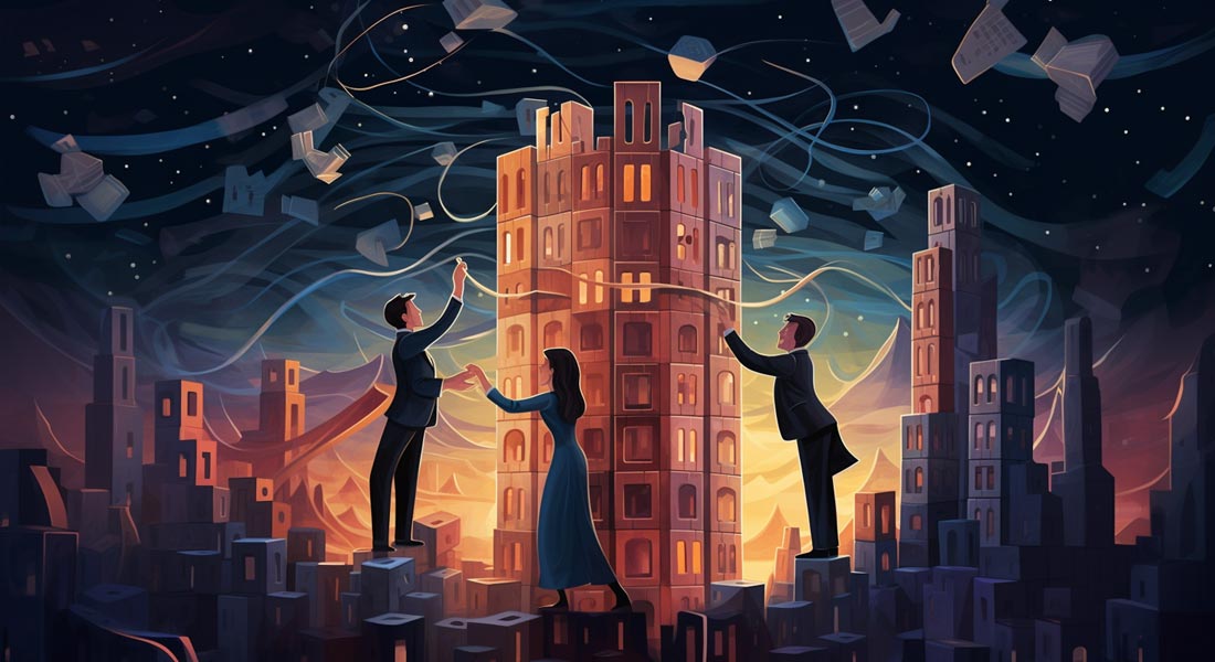 Vastgoedbeheerders en facilitymanager bouwen een gebouw