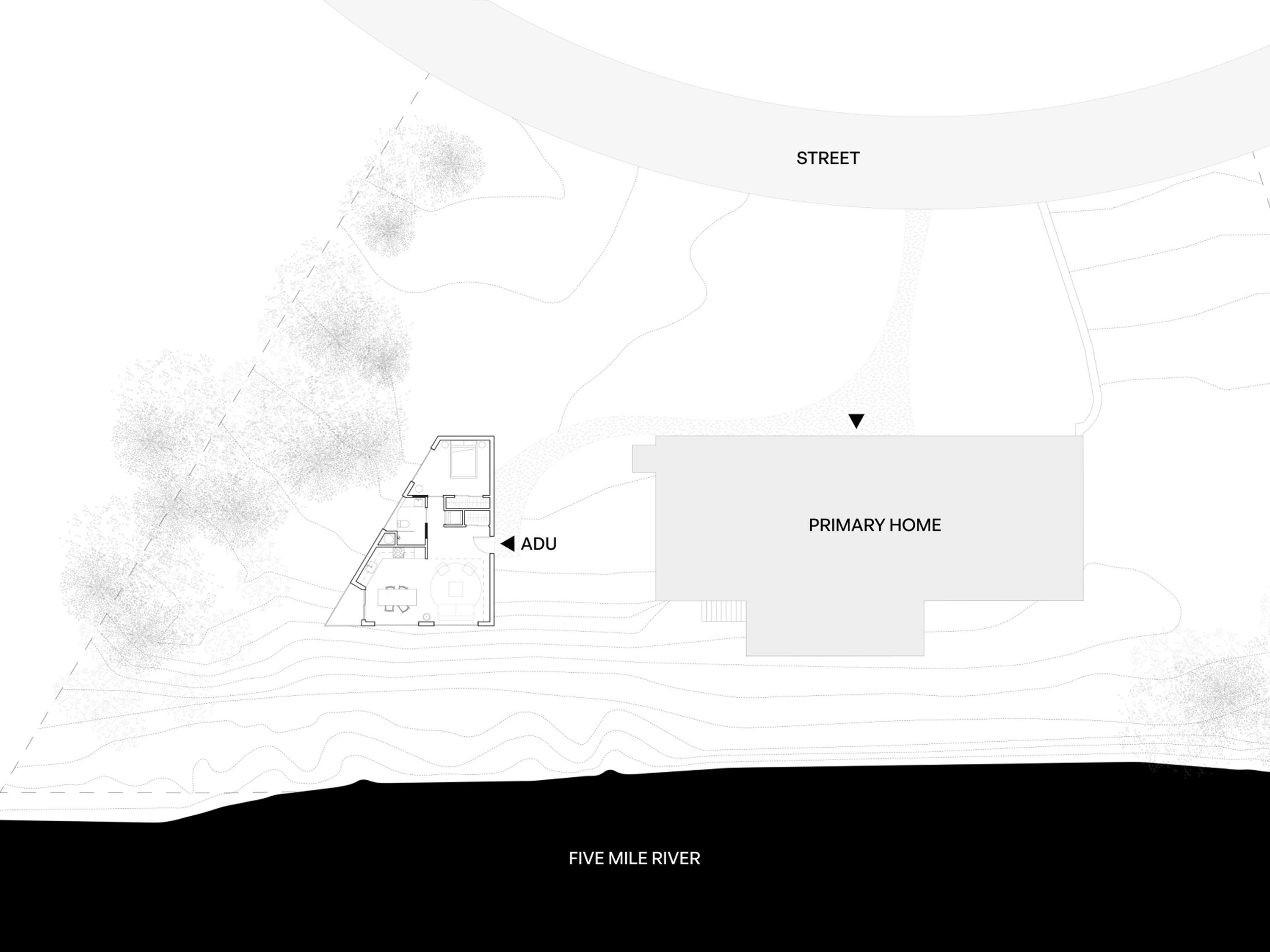 Title: Five Mile River ADU site plan - Description: Five Mile River ADU site plan