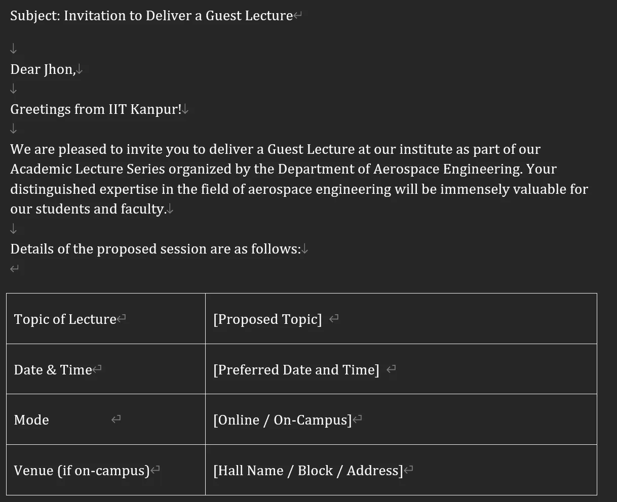 Decoy document impersonating IIT Kanpur: Guest_Lecture_Invitation_Format_IITK.docx