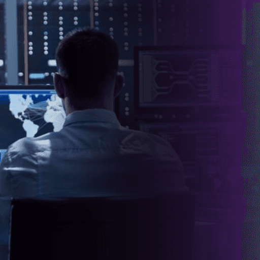 IT engineer monitoring multiple screens in server environment, nDataStor scalable IT support