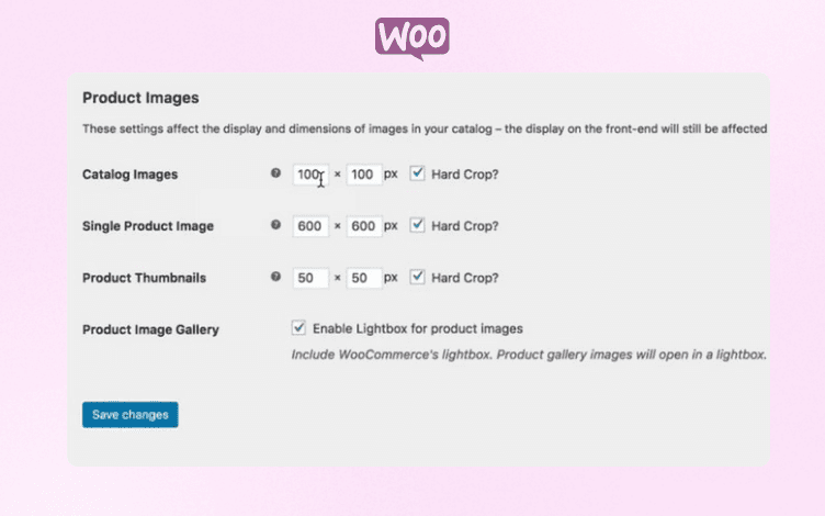 product image dimensions for woocommerce