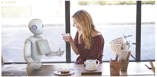 Pepper, a humanoid robot, at Oakland International Airport (OAK)