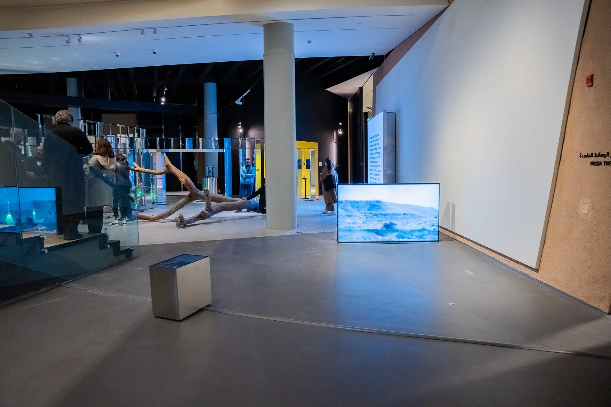 Gallery with modern art installation